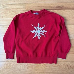 Vineyard Vines Girls Sweater with Snowflake Design - Size S Red